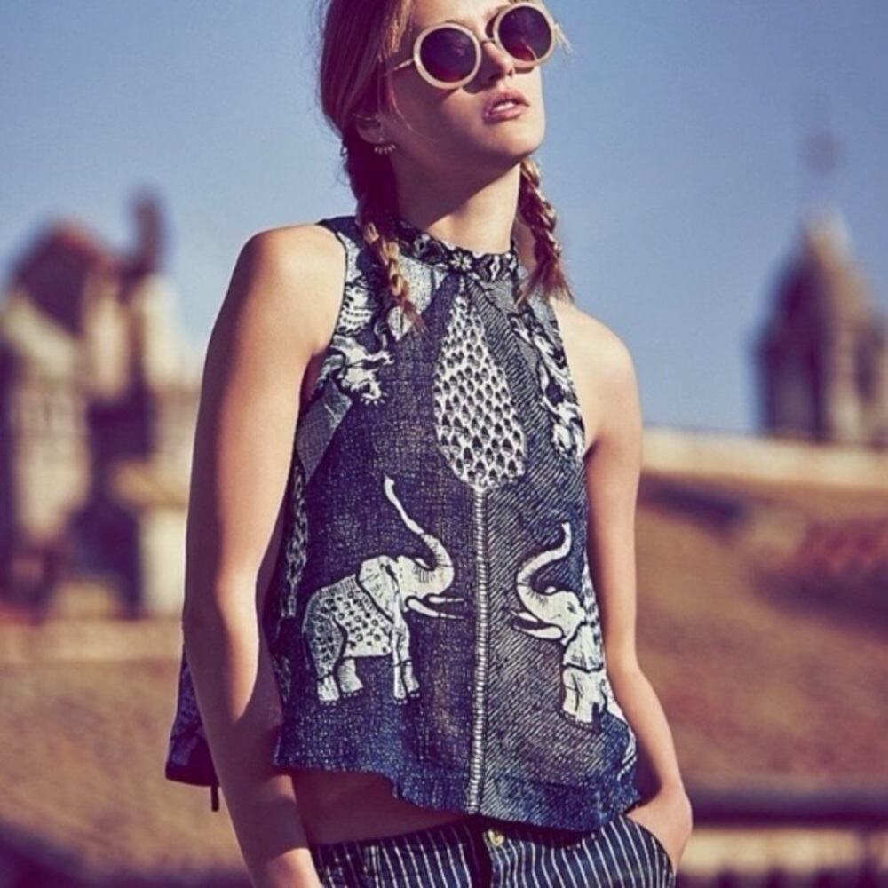 Free People Double Dutch Halter Elephant Crop Top